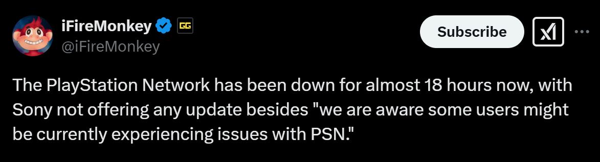 PSN Down For 18 Hours