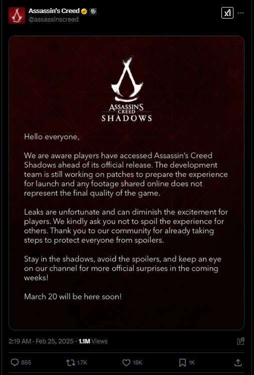 Ubisoft Assassin's Creed Shadows