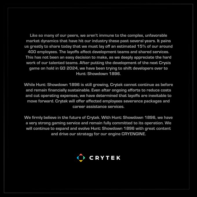 crysis delayed crytek layoff