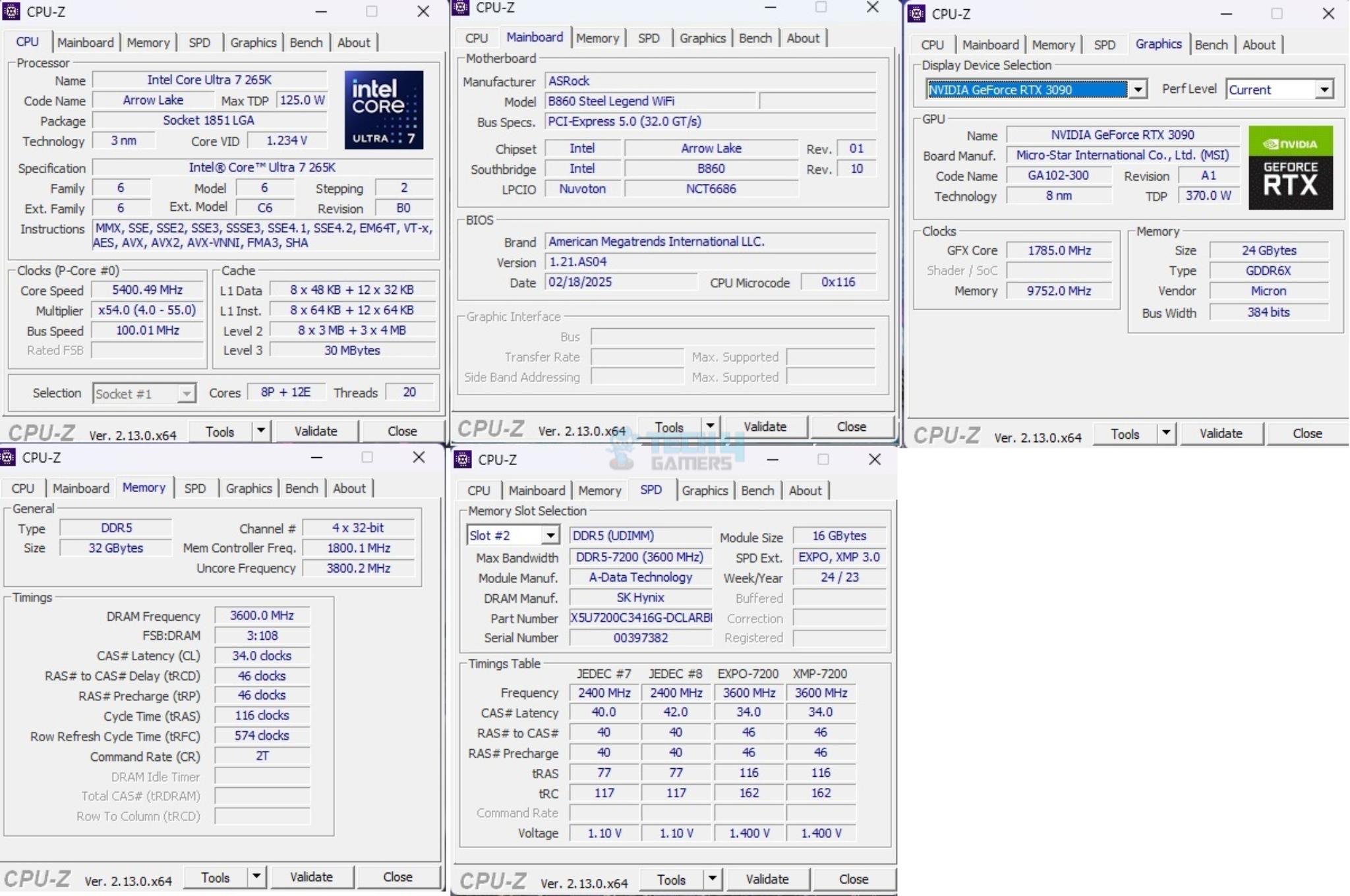 ASRock B860 Steel Legend WiFi — CPU Z