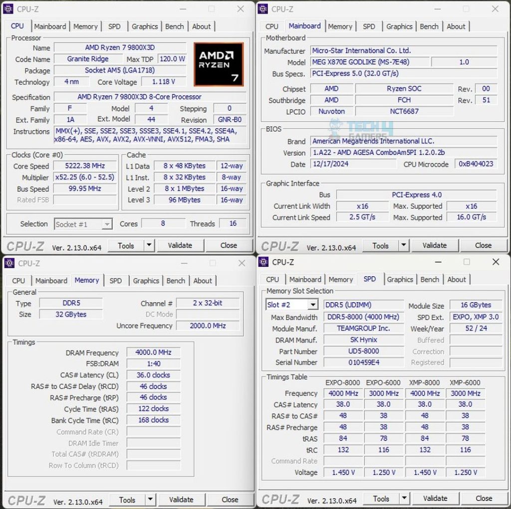 TEAMGROUP T-Force Delta RGB DDR5 32GB (2x16GB) 8000MHz CL38 - CPU-Z