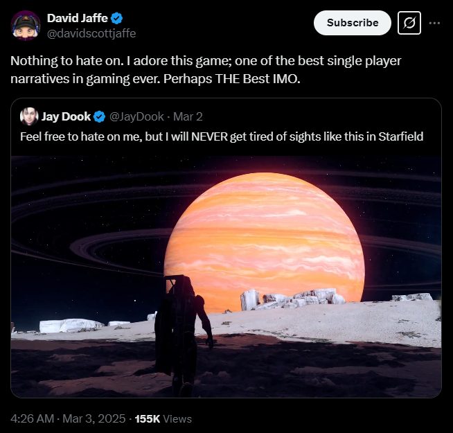 god of war creator praise starfield