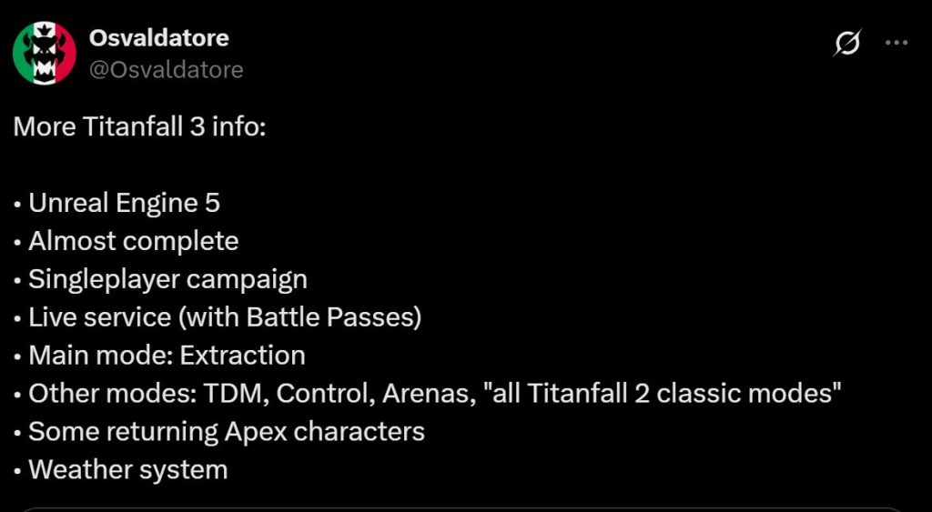 Titanfall Source Engine Titanfall 3 Reportedly Built On Unreal Engine 5 And Follows Live ...
