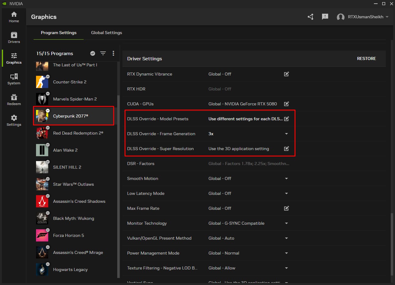 Nvidia App - Select Game