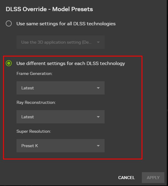 DLSS Override Option - Nvidia App