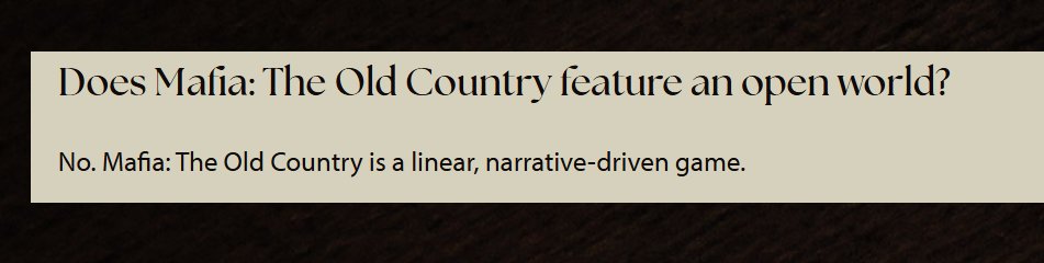Mafia: The Old Country Linear World