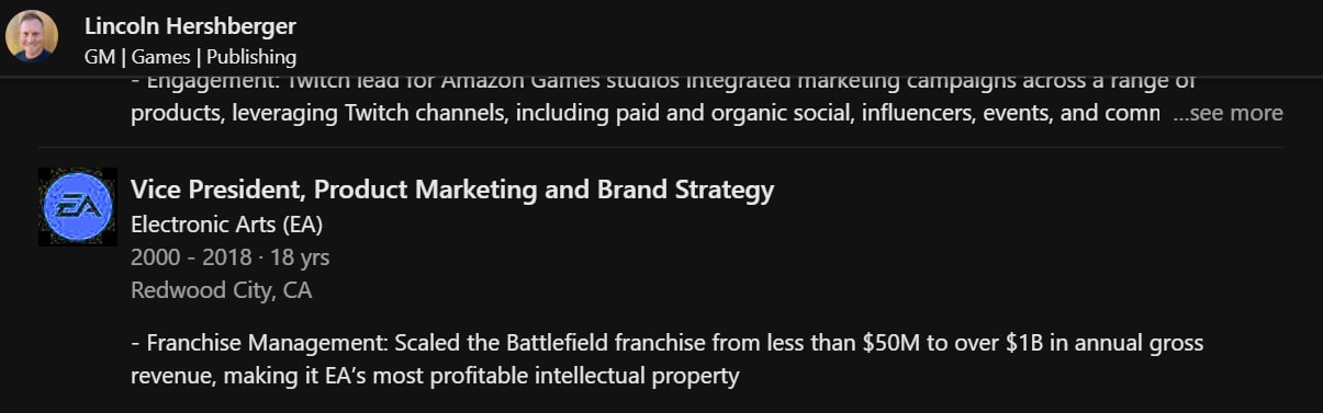 Battlefield 1 Billion Annual Revenue