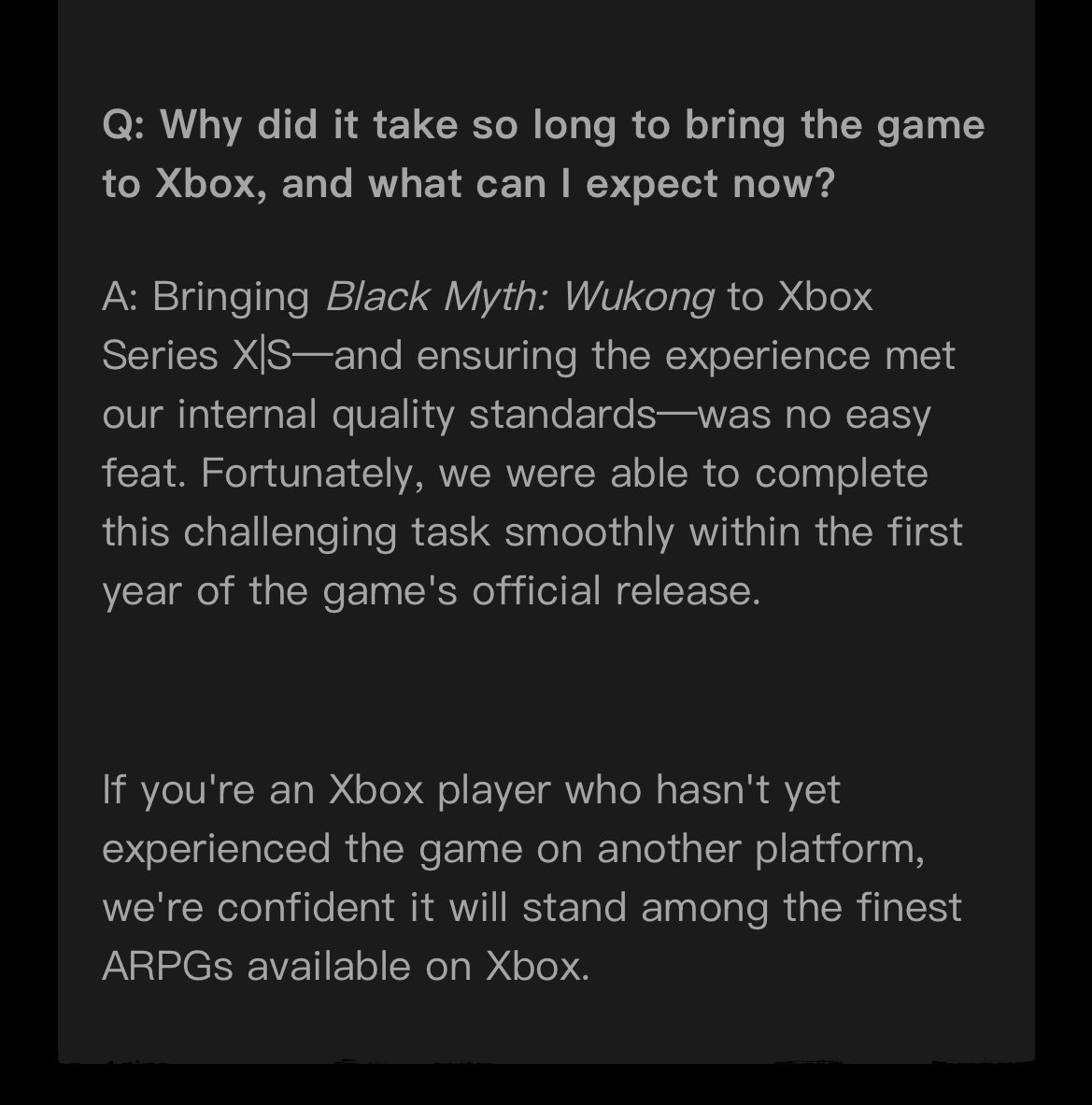 Black Myth: Wukong Xbox Port No Easy Feat