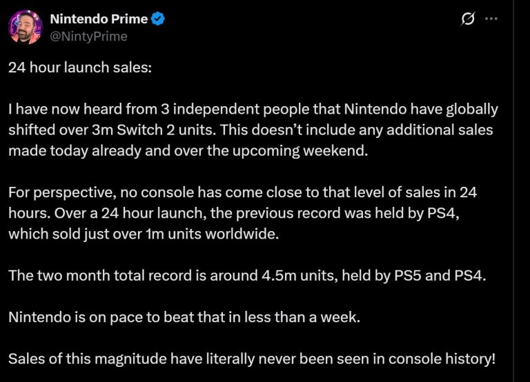 Nintendo Switch 2 Reportedly Made History As Biggest Console Launch of ...