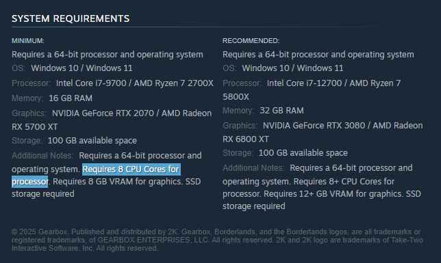 borderlands 4 system requirements 