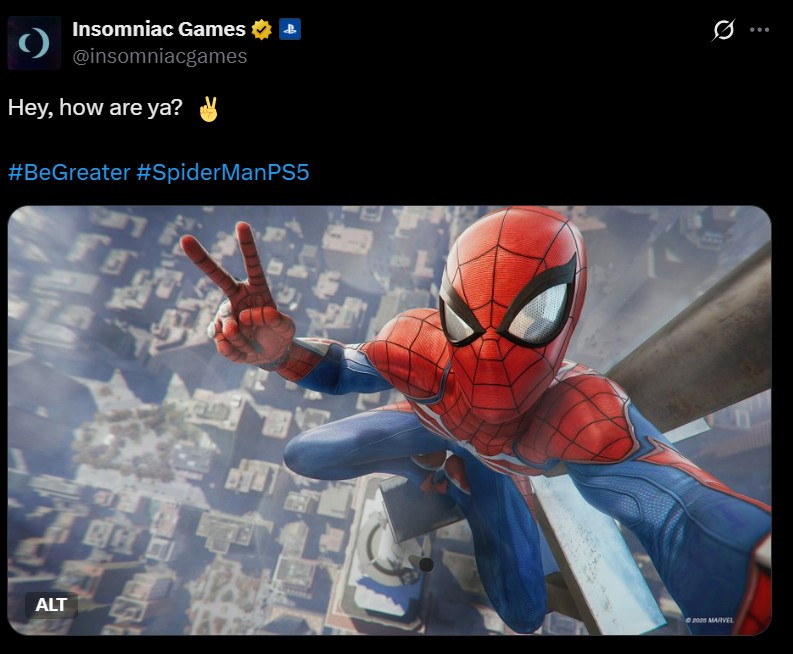 Insomniac Games Spider-Man Post