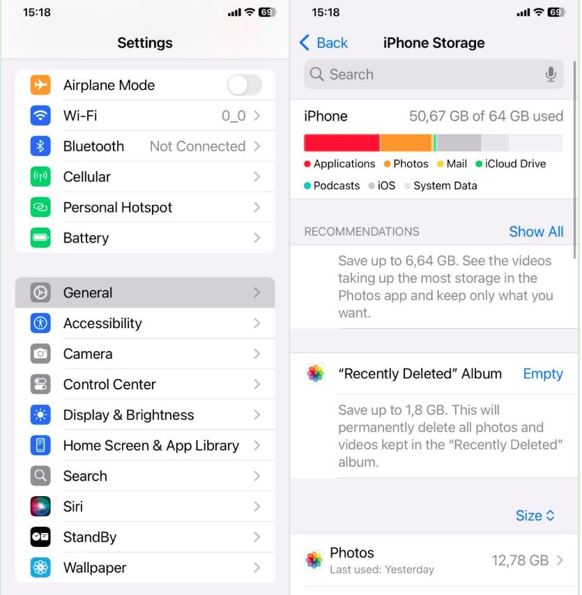 iPhone Storage
