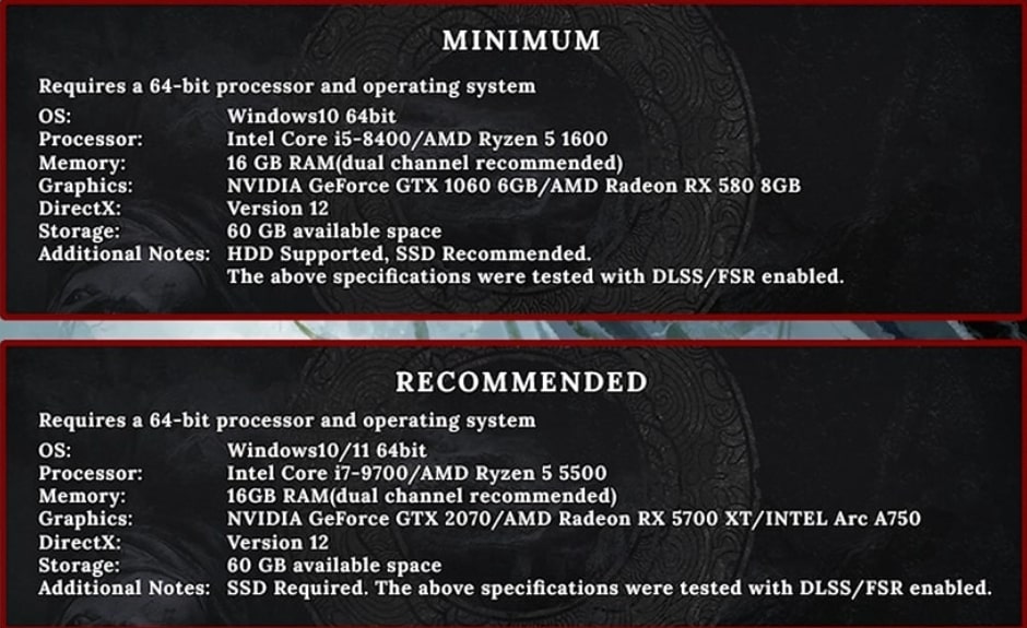 Wuchang: Fallen Feathers Requirements