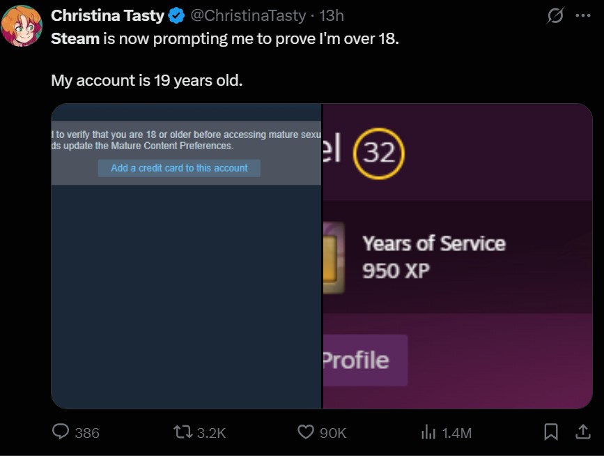 Steam 18+ Age Verification