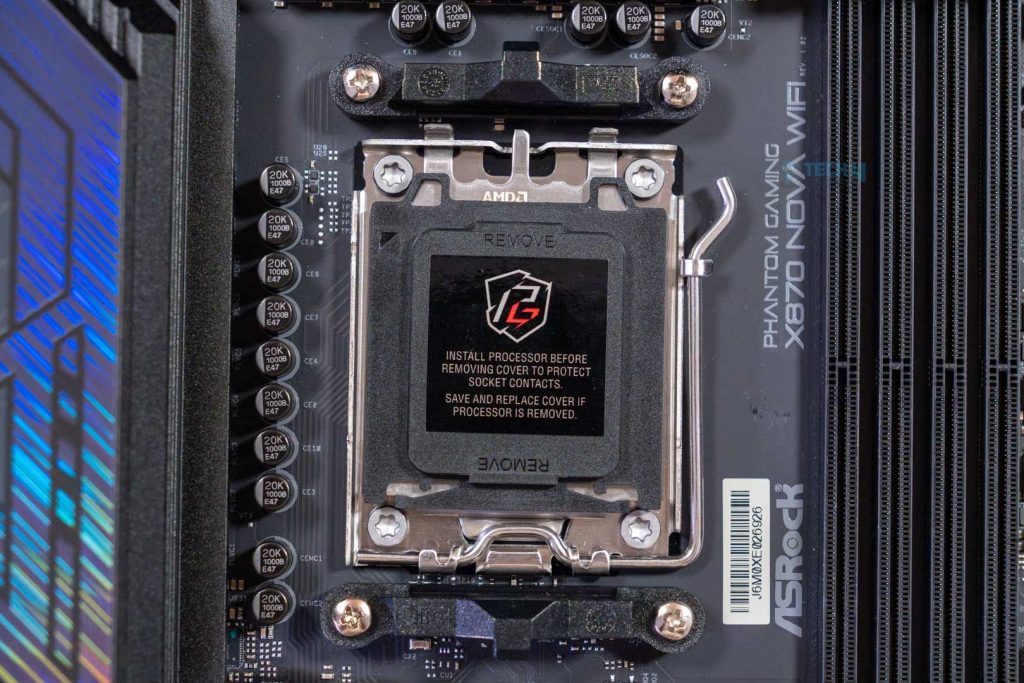 CPU socket on ASRock Phantom Gaming X870 Nova WiFi motherboard