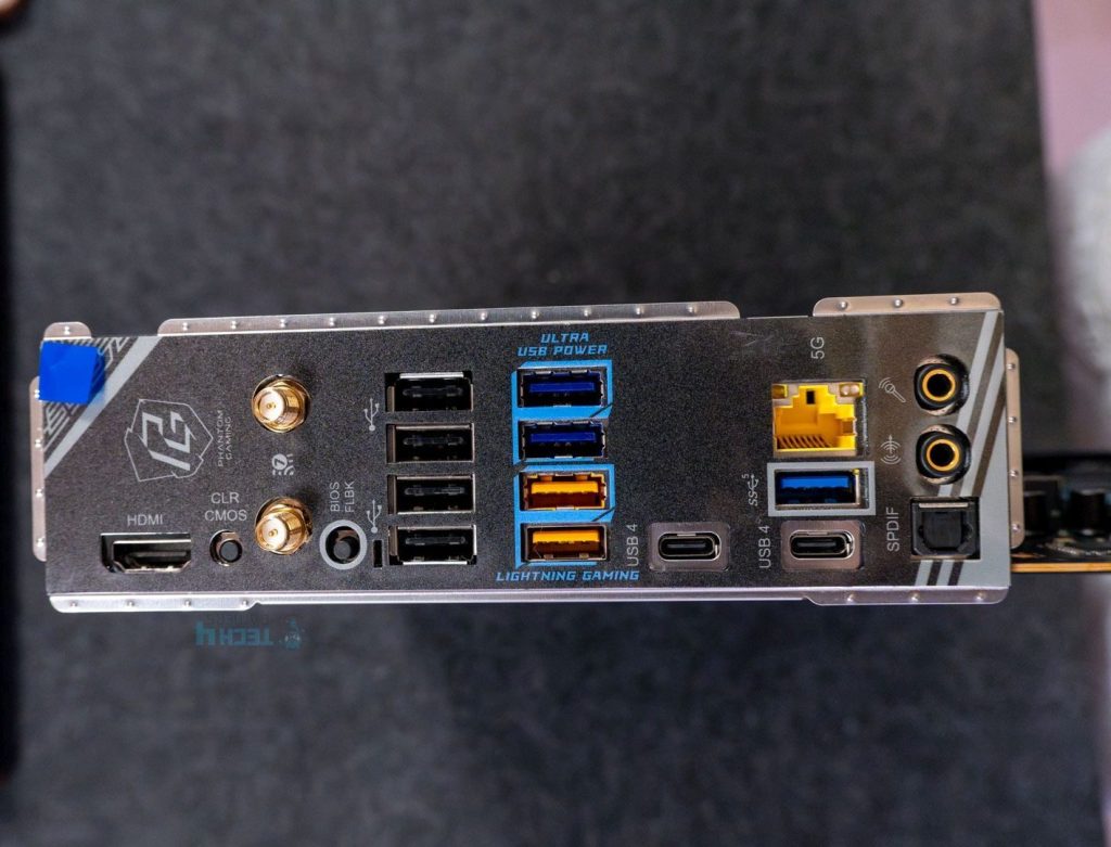 Rear I/O connectors on ASRock Phantom Gaming X870 Nova WiFi board