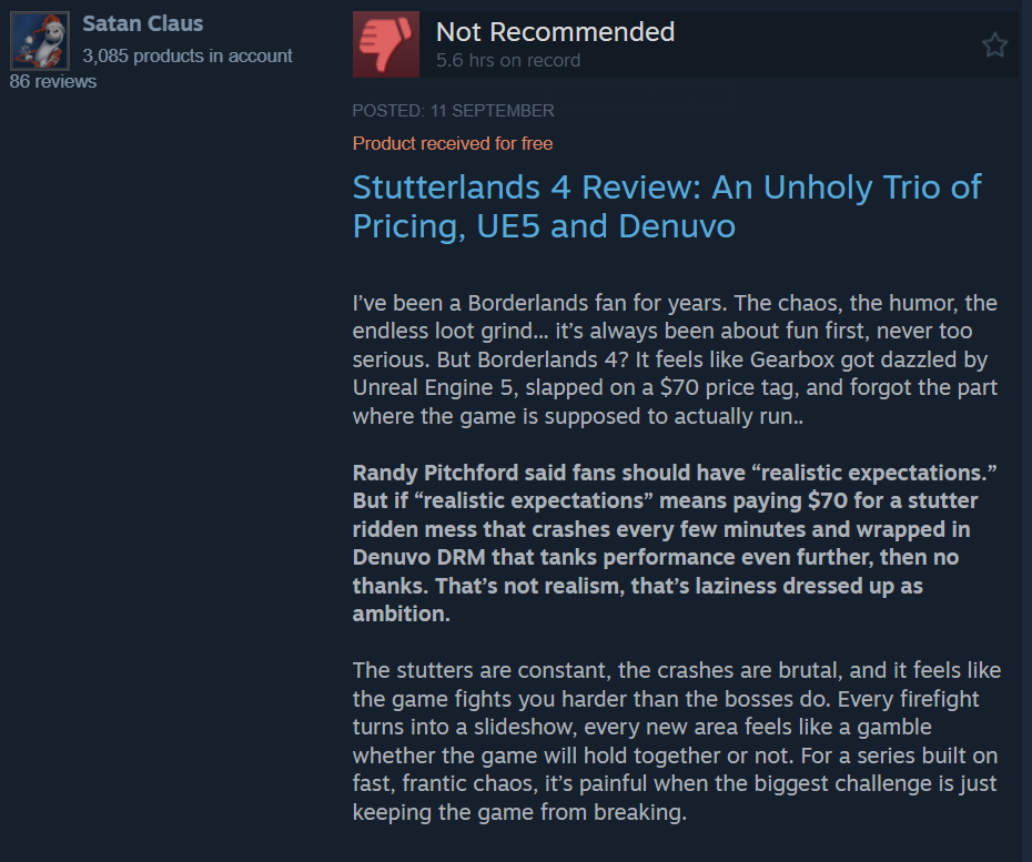 Borderlands 4 Is Being Called Stutterlands