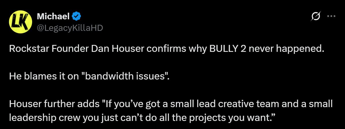 Dan Houser On Bully 2
