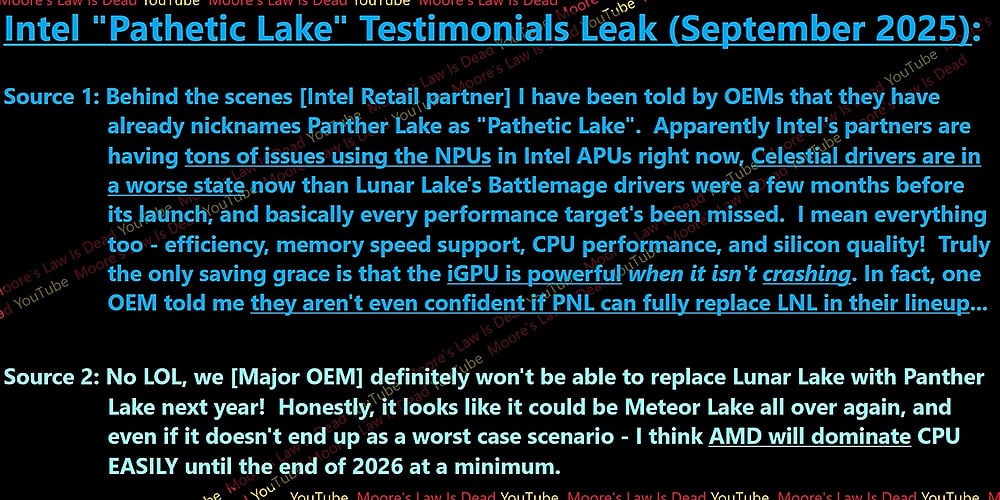 Intel Panther Lake problems drivers