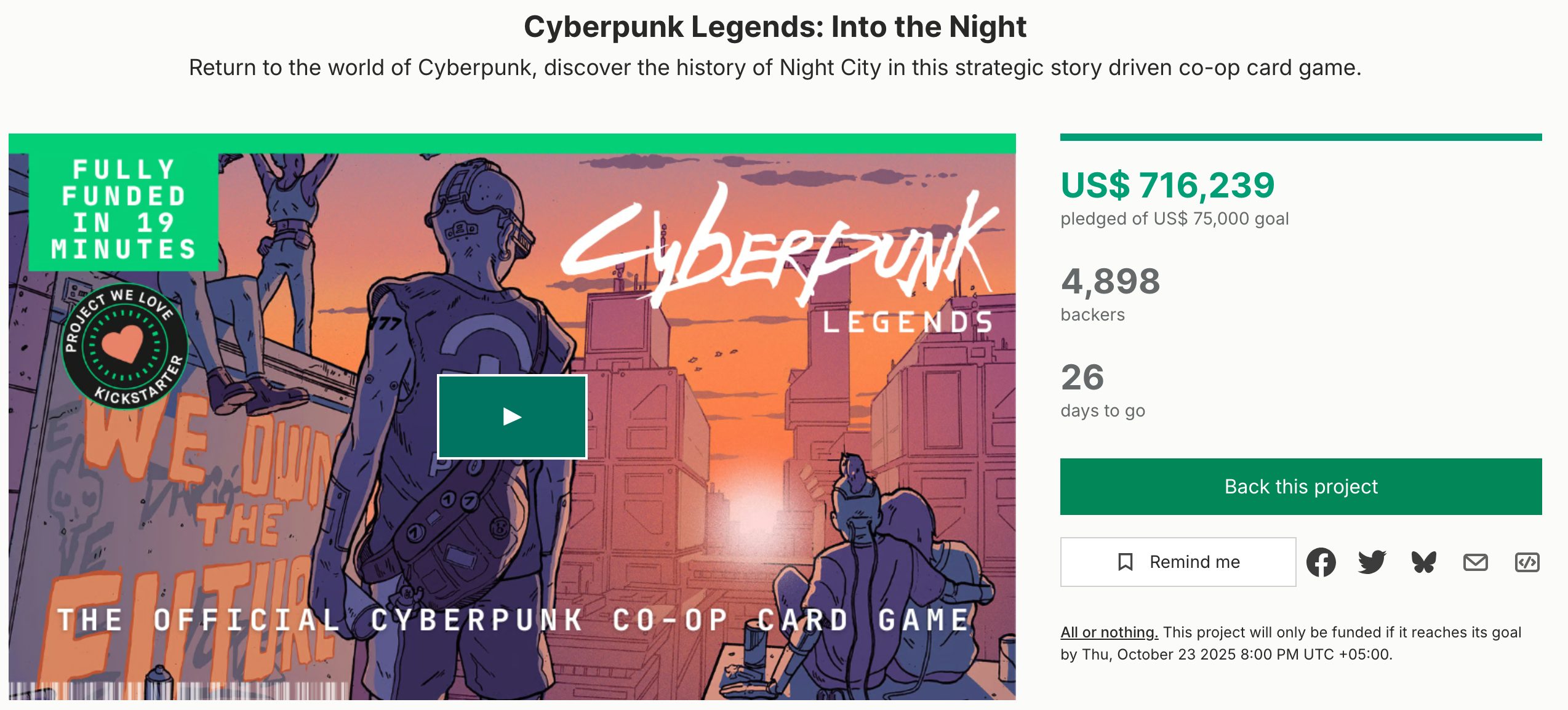 cyberpunk legends into the night kickstarter