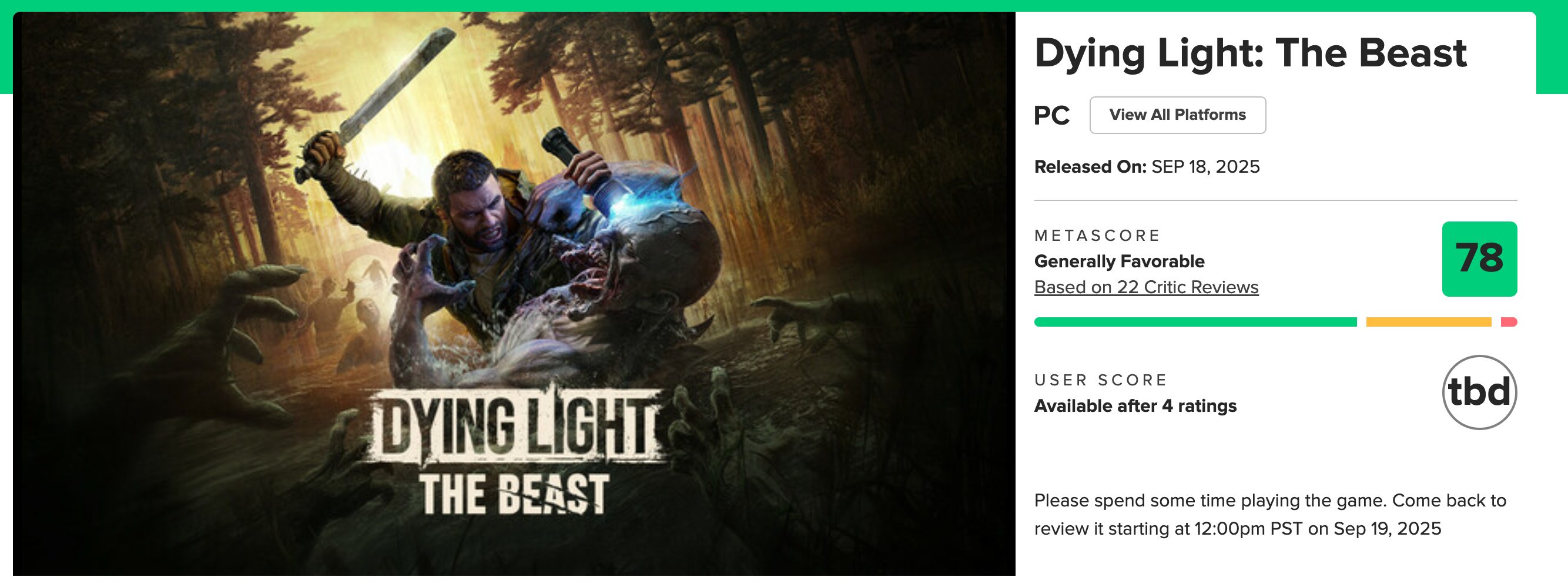dying light the beast review metacritic