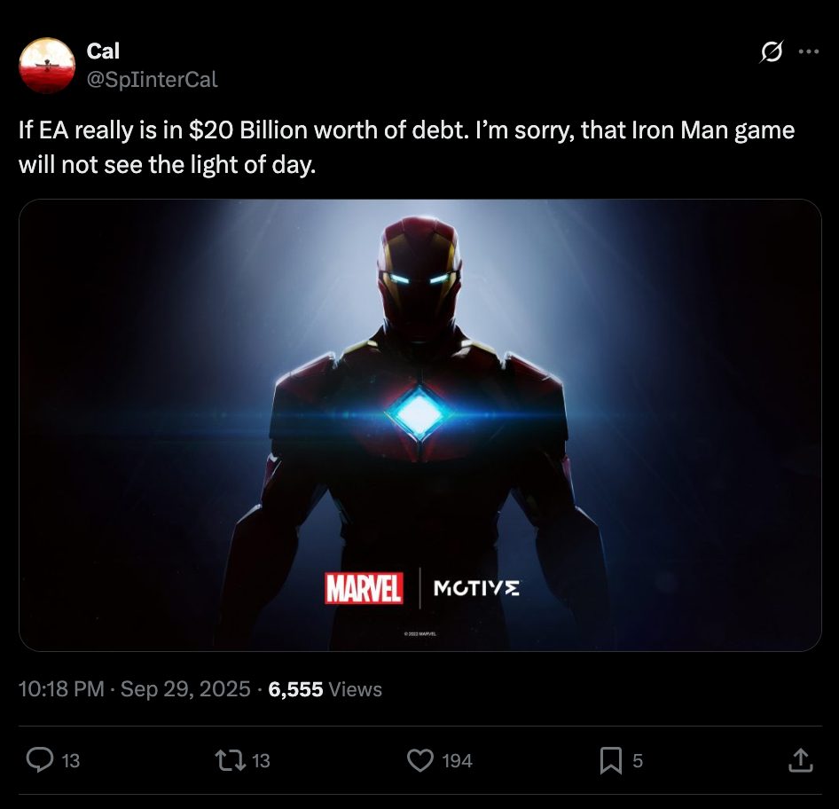 ea iron man game future uncertain