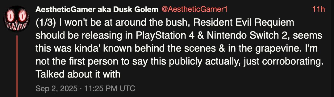resident evil requiem ps4 switch 2 release