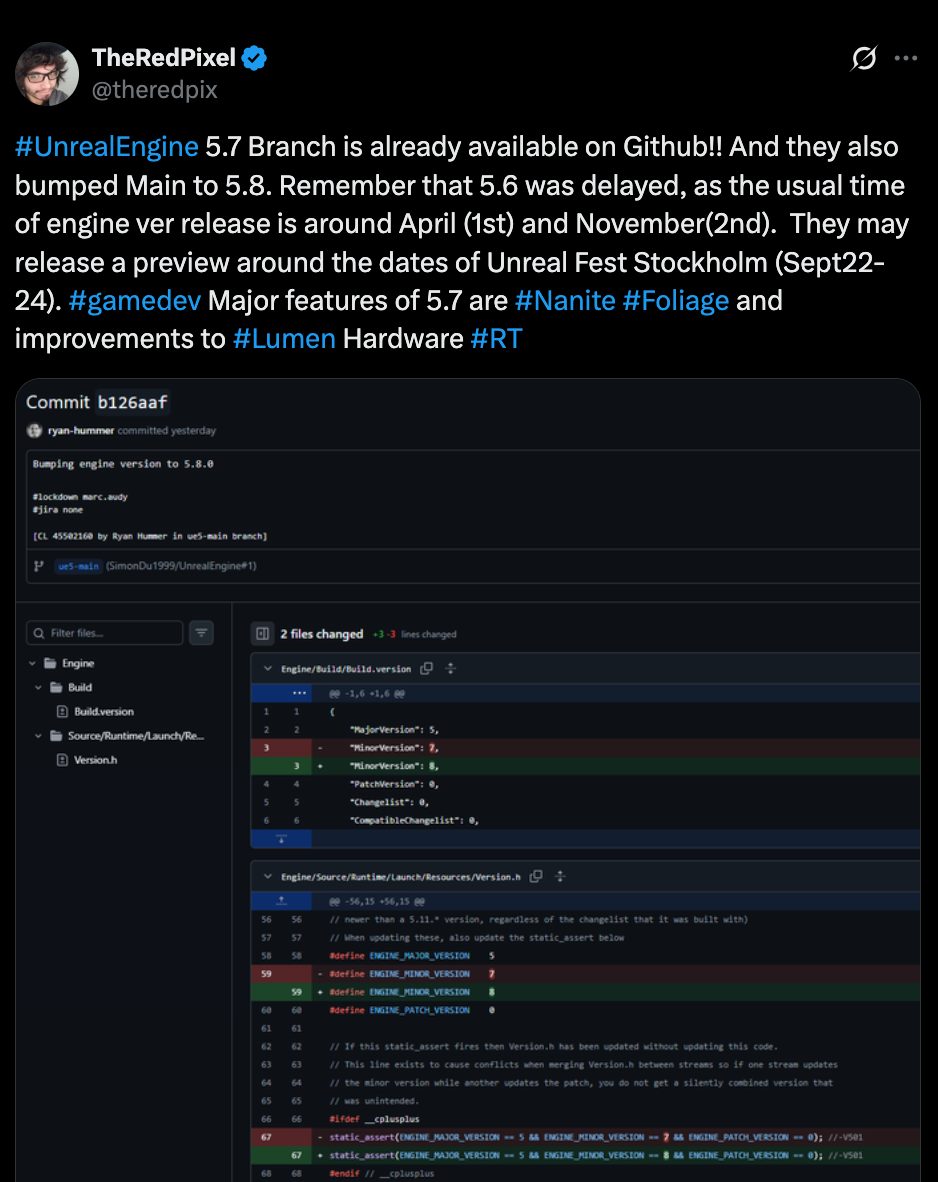unreal engine 5.7 release soon