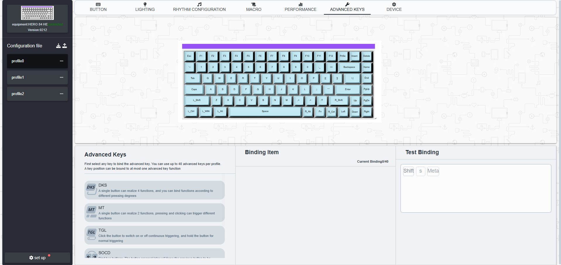 Advance Keys Settings