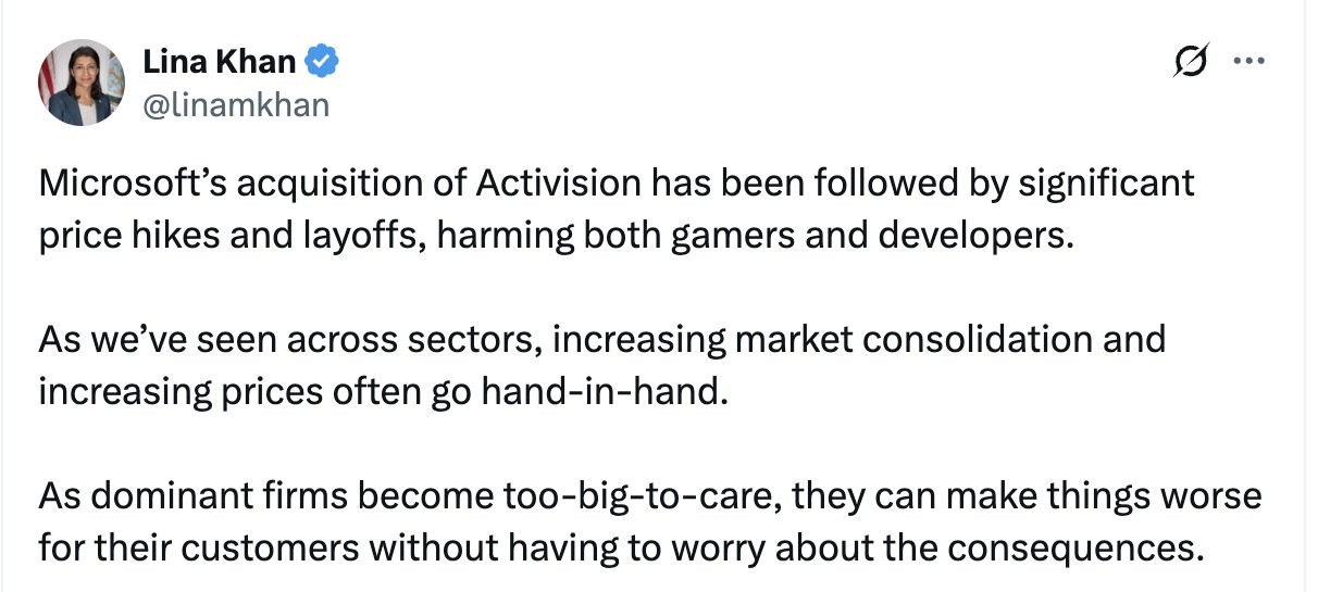 Former FTC Chair On Xbox And Activision
