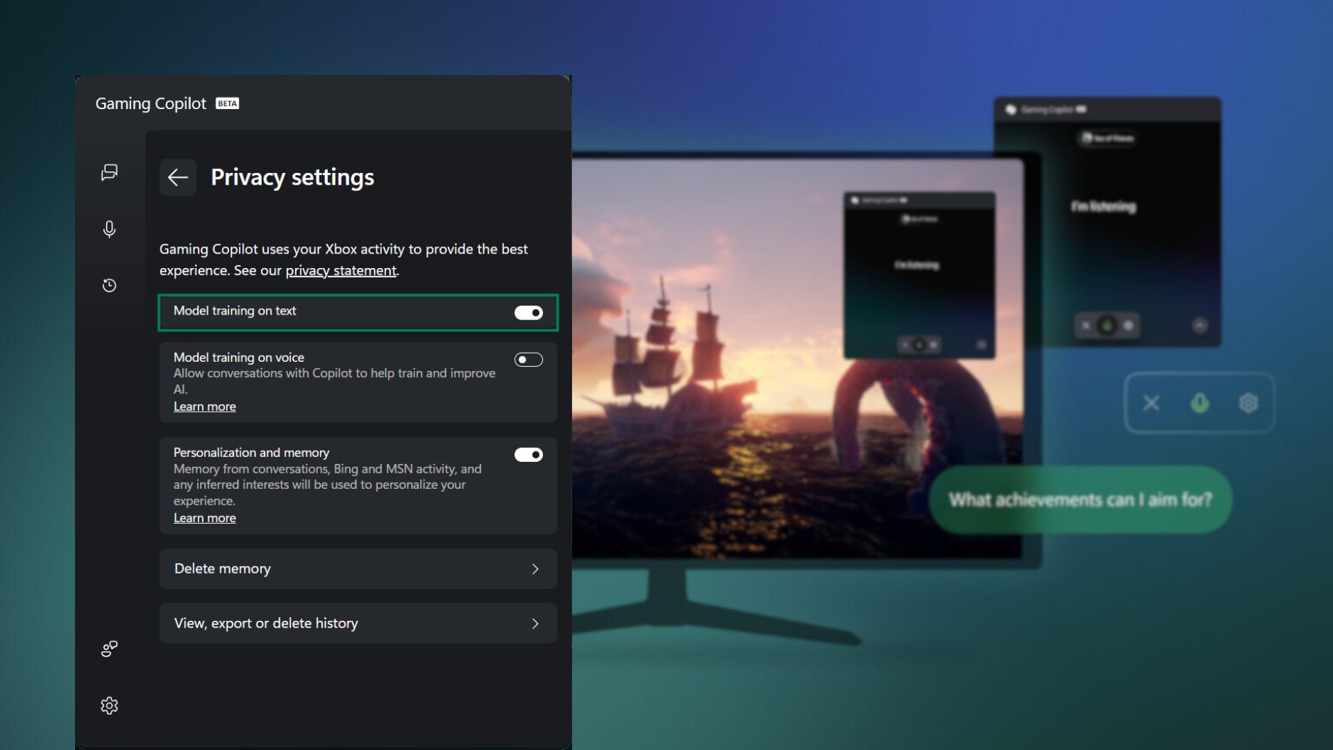 Microsoft's Gaming Co-Pilot Privacy Settings