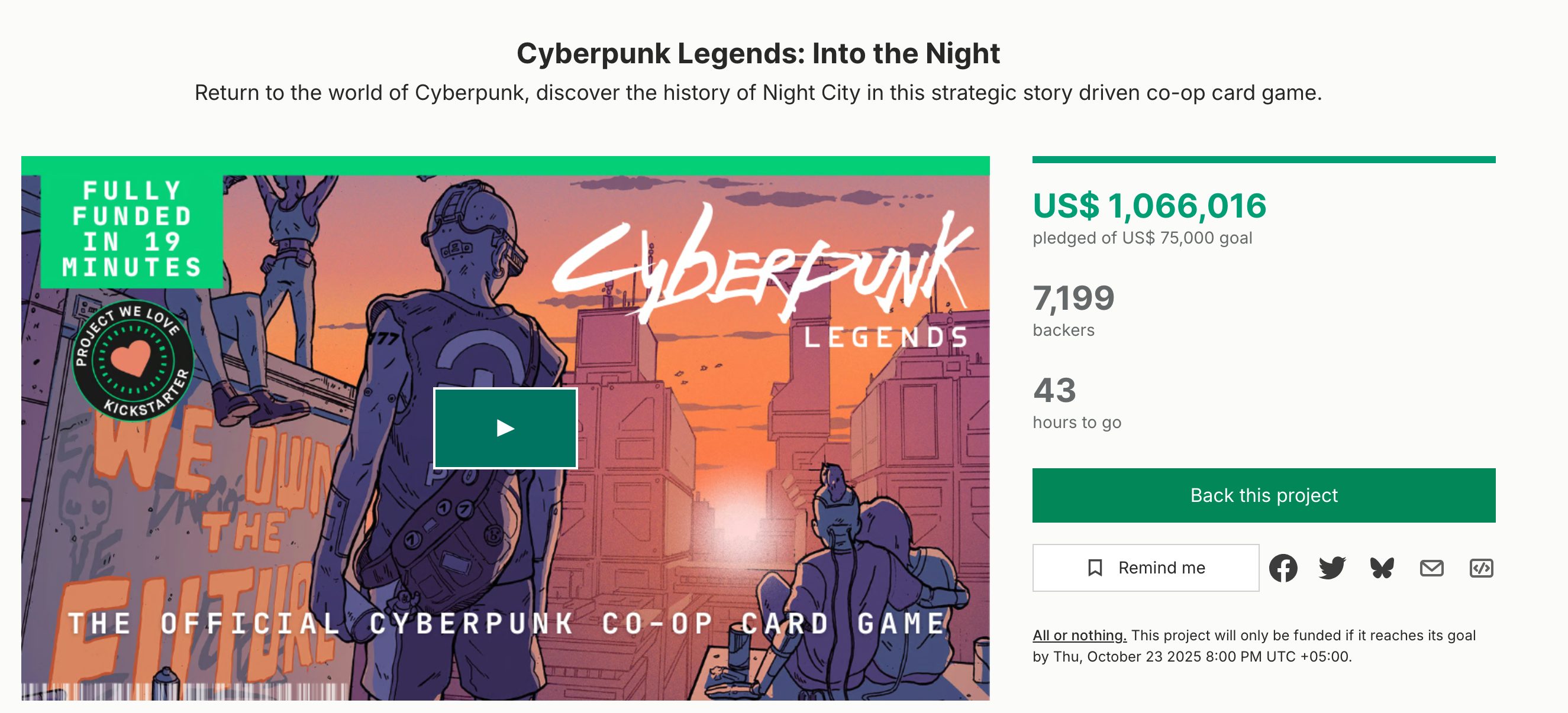 cyberpunk legends into the night kickstarter