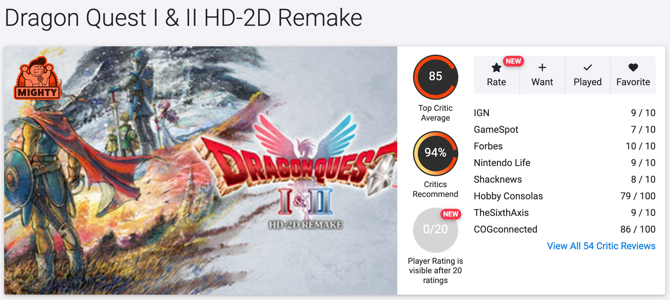 dragon quest 1&2 remake open critic