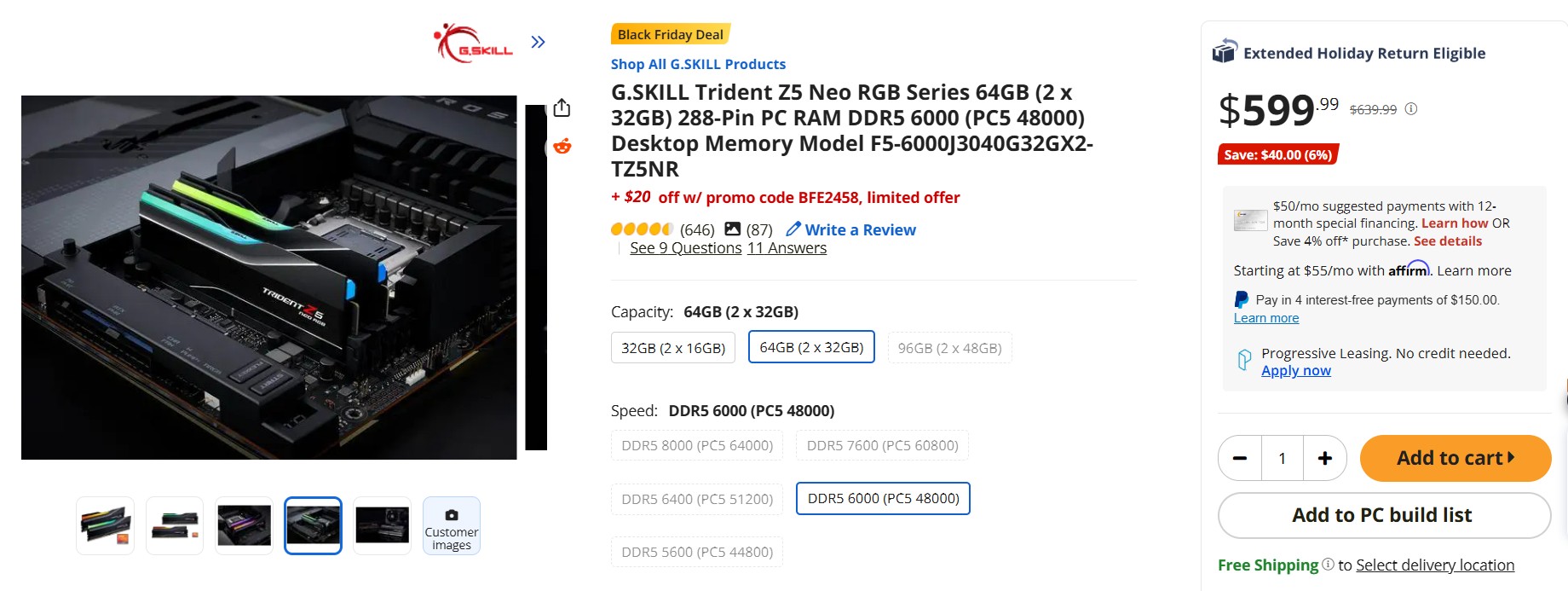 G.SKILL Trident Z5 Neo RGB Series 64GB