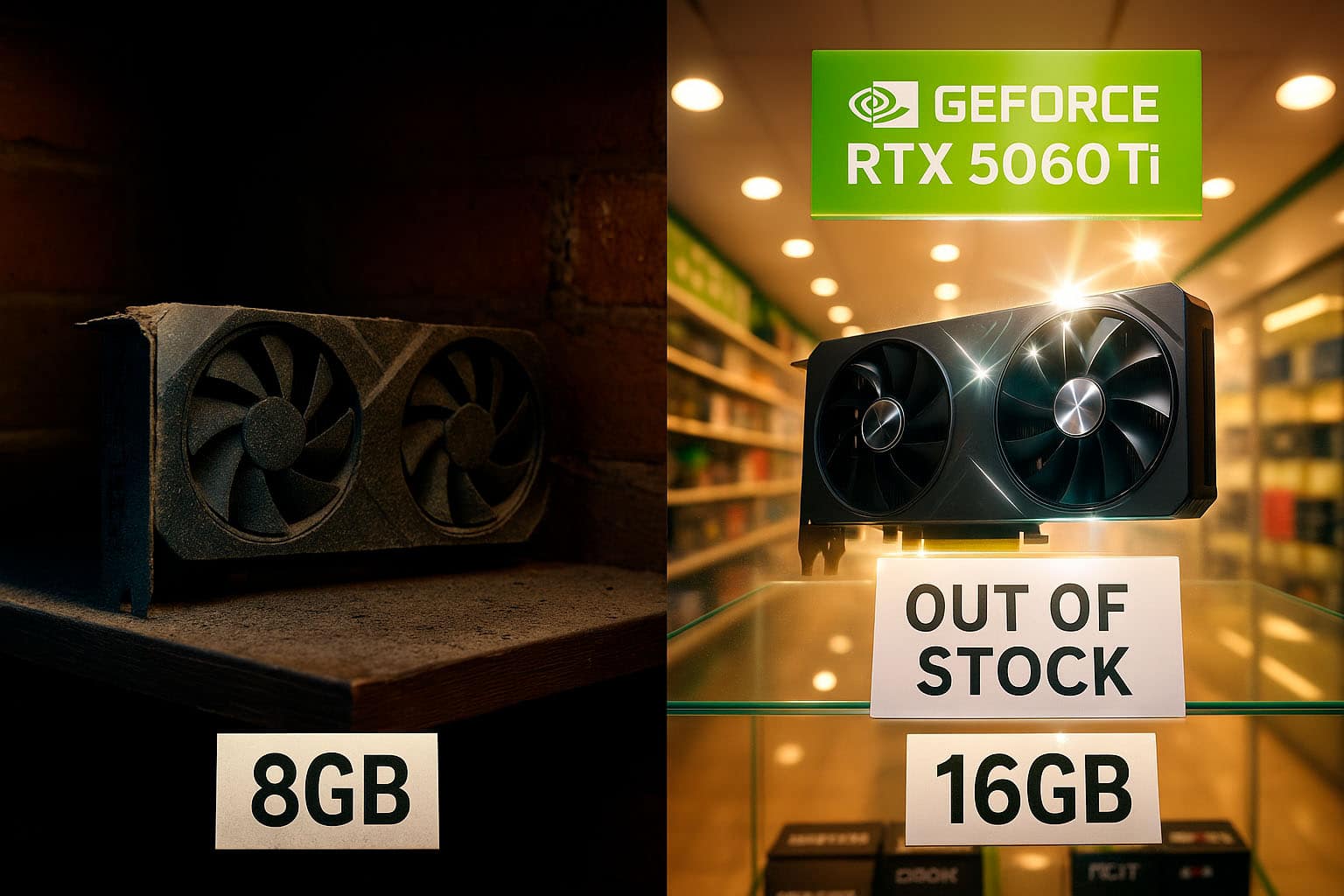 GeForce RTX 5060 Ti 16GB Starts Vanishing From Stores Amid Memory Shortage Ventas NVIDIA GeForce RTX 5060 Ti 16 GB vs 8 GB