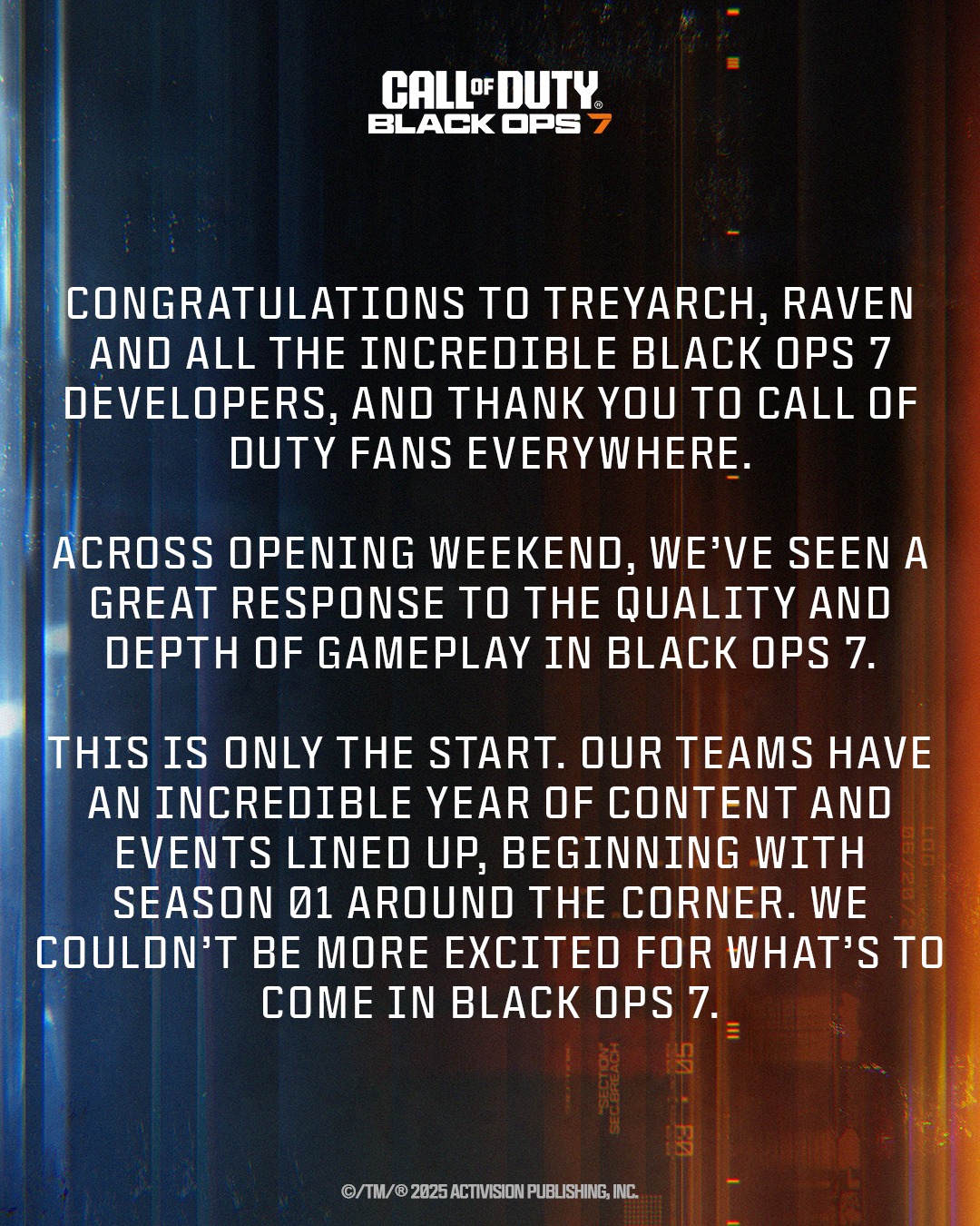activision thanking fans