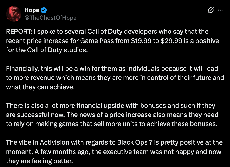 call of duty game pass price hike