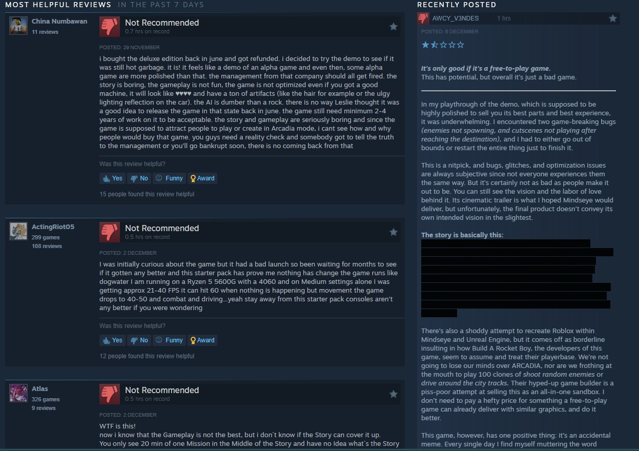 Free MindsEye Demo negative reviews