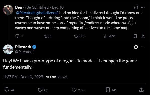 Helldivers 2 Roguelite mode