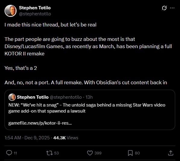 Star Wars KOTOR 2 Remake