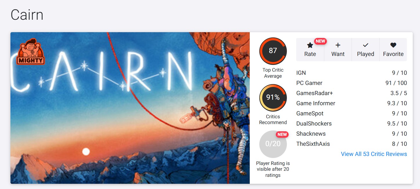 Cairn Opencritic Reviews