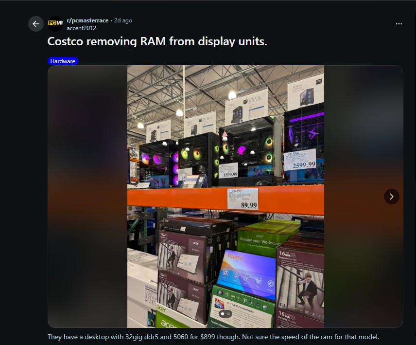 Costco RAM GPU