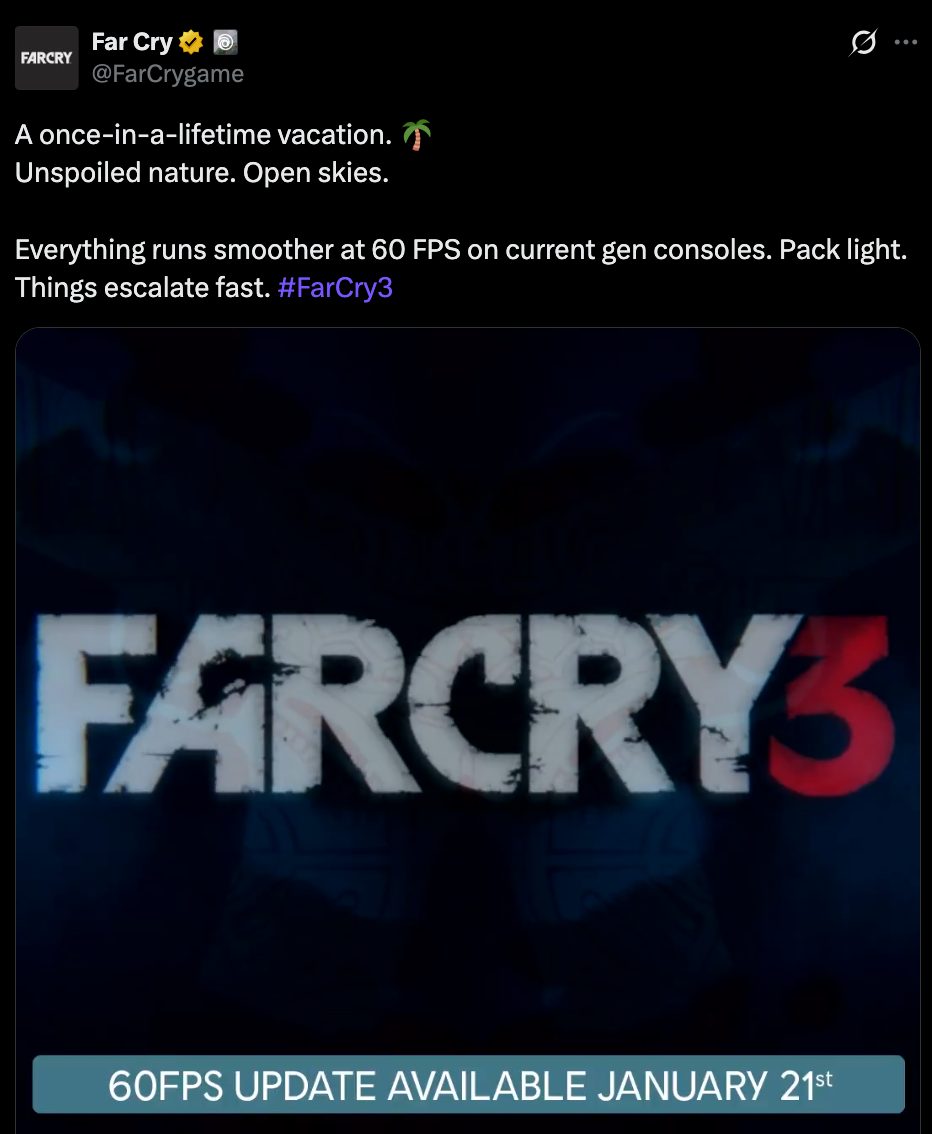 far cry 3 60fps update