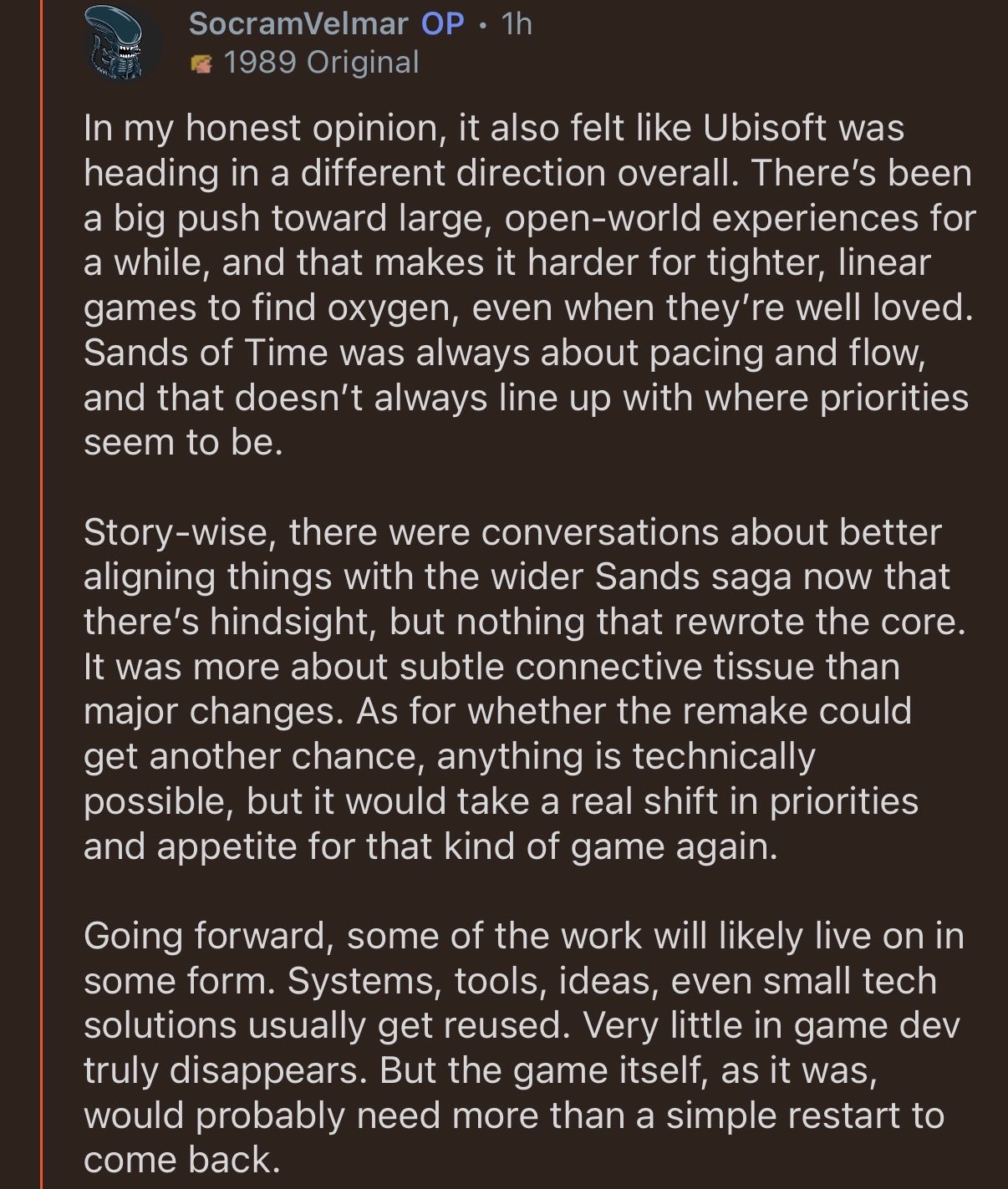 sands of time remake cancellation