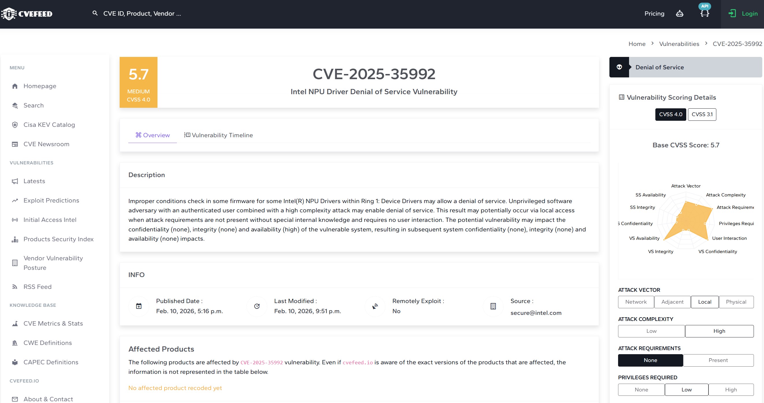 An overview of the risks that CVE-2025-35992 poses to the average unsuspecting user. (Image credits - CVEFeed)