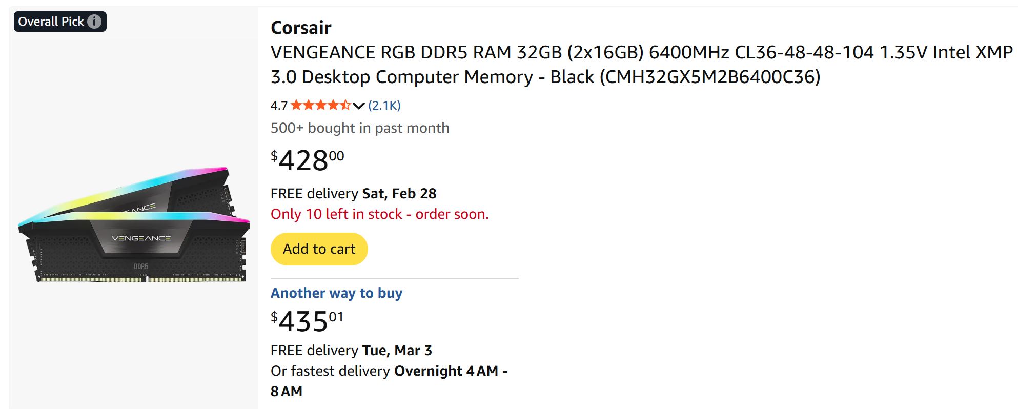 Corsair Vengeance 32GB DDR5 RAM