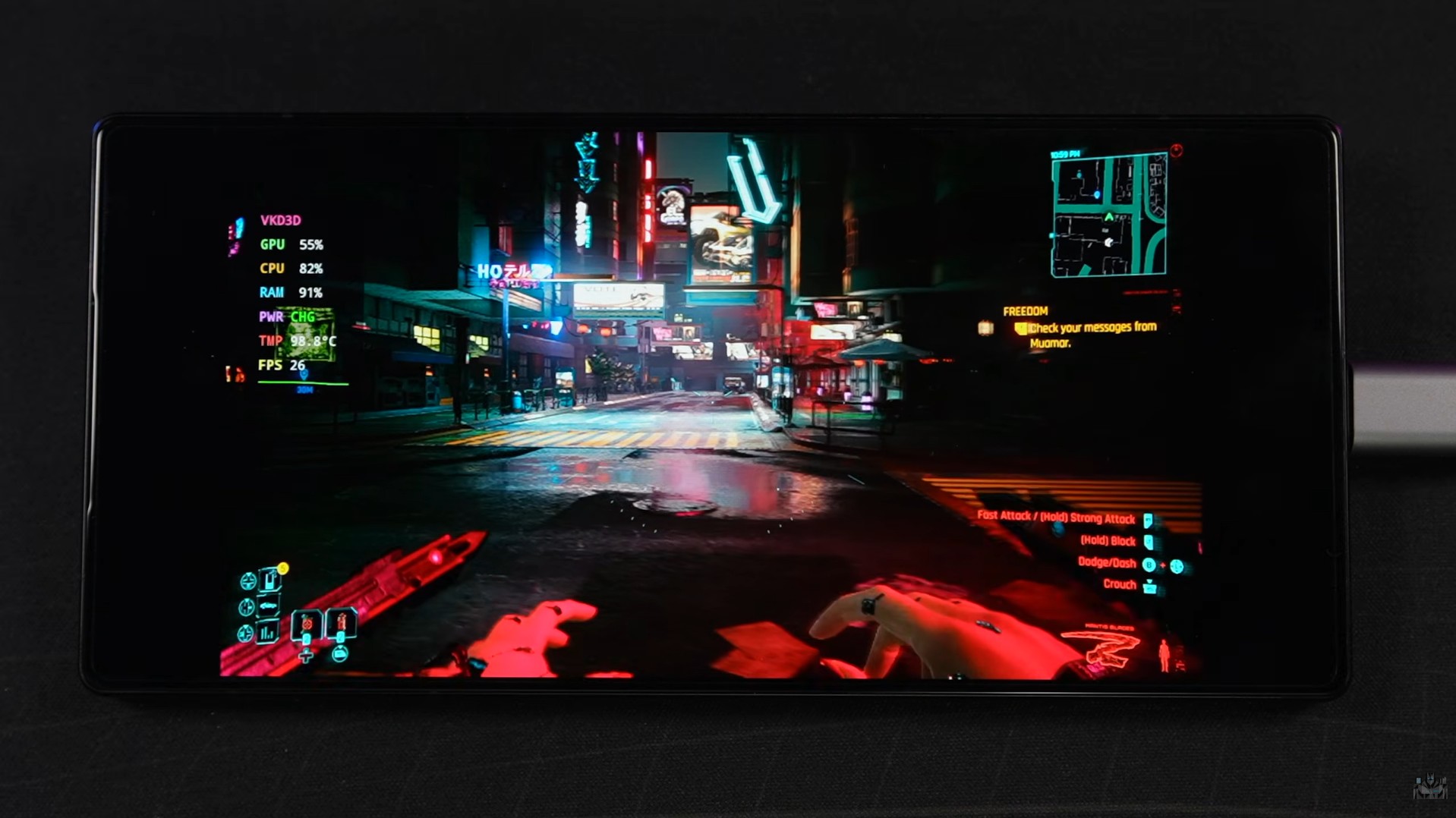 The game's temperature still tanked at 100°C despite the phone's internal liquid cooling.