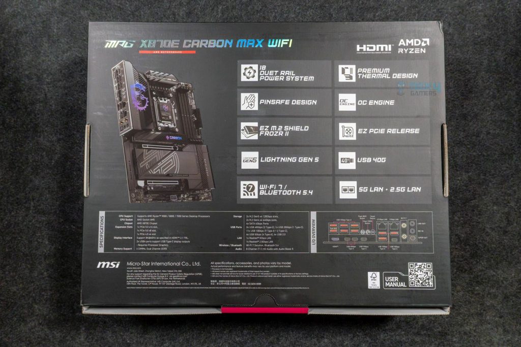 MSI MPG X870E Carbon Max WiFi - Box Back