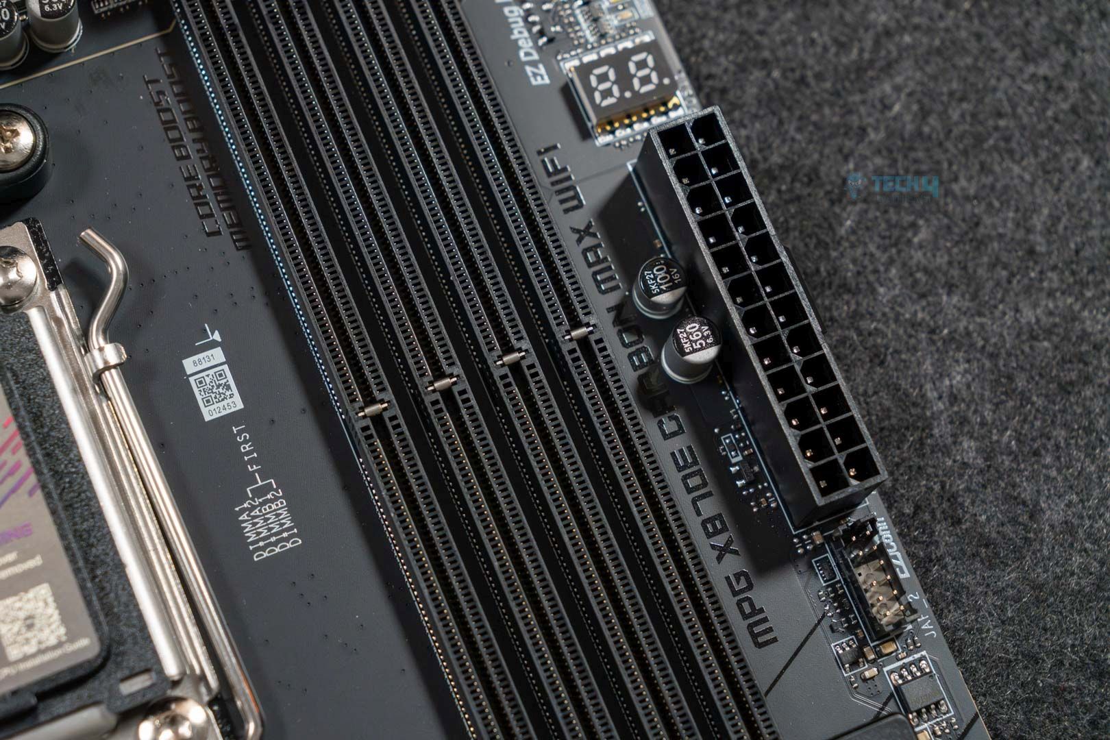 MSI MPG X870E Carbon Max WiFi - DIMM Slots (Image by Tech4Gamers)