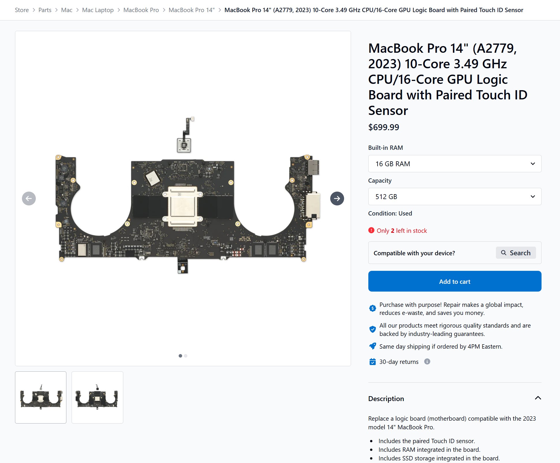 Used boards on third-party marketplaces aren't cheap either, but at least you won't have to take the risk of manual parts pairing. (Image Credits - iFixit)